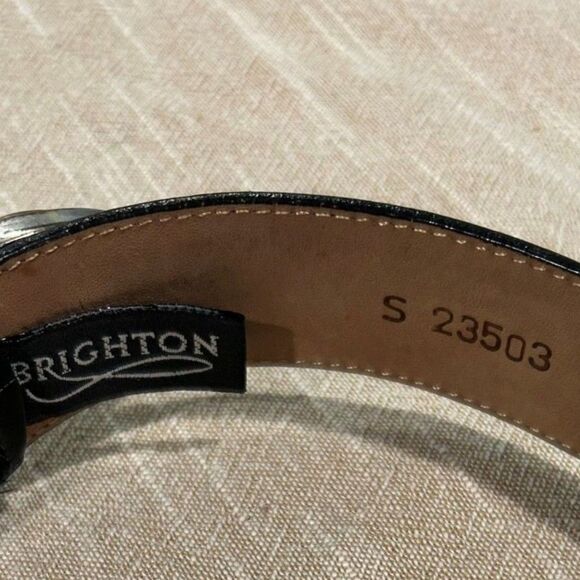 Brighton Vintage Leather Belt with Silver & Pearl Buckle main image 5